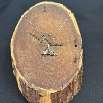 Whale Tail Curved Silver Necklace