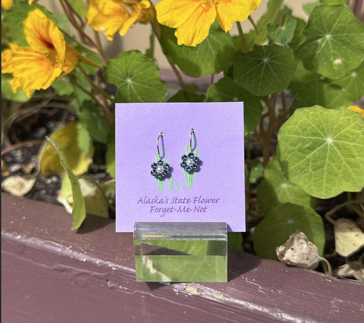 Forget-me-not Alaska State Flower Dangly Earrings - Large - Image 3