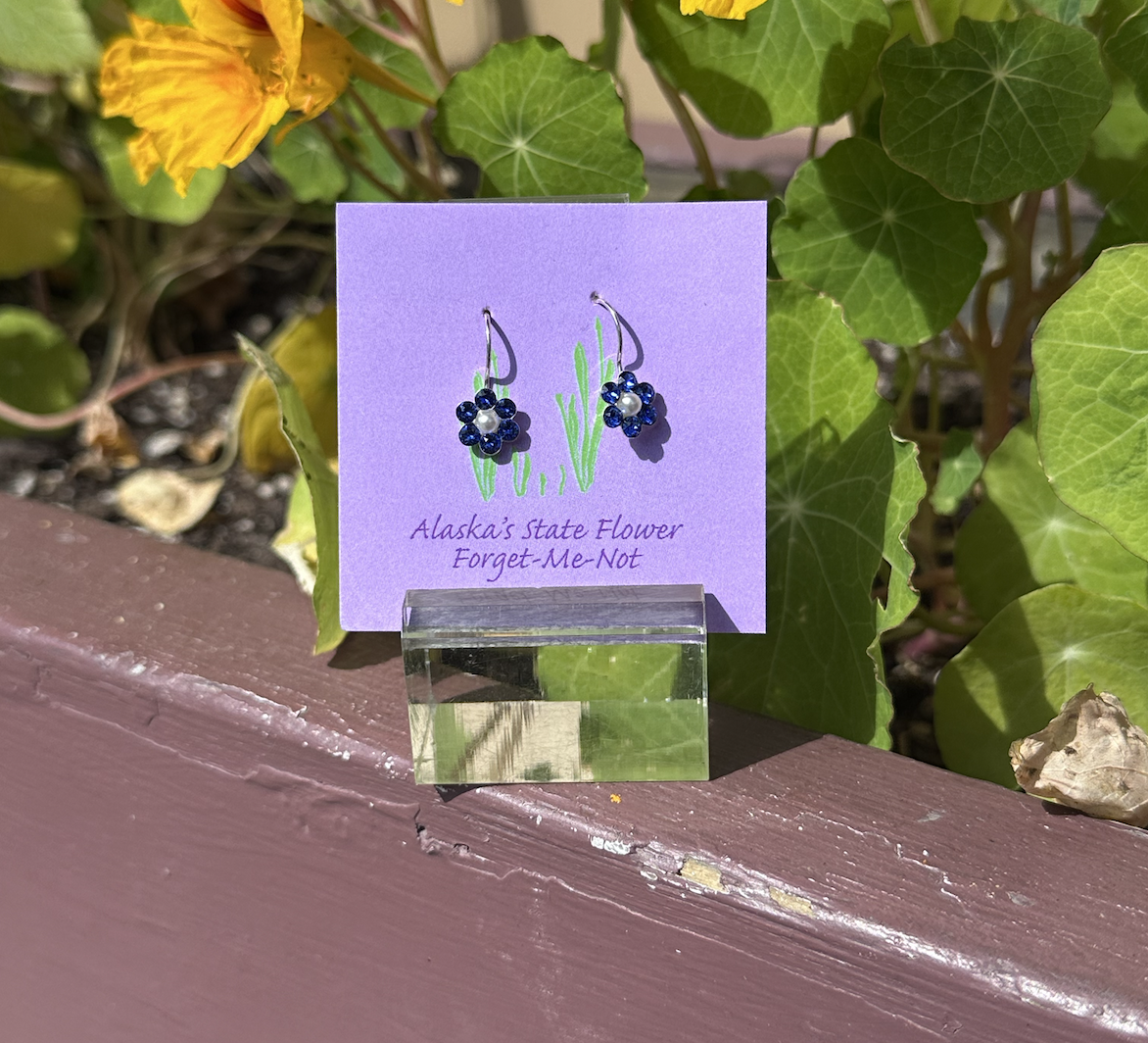 Forget-me-not Alaska State Flower Dangly Earrings - Large - Image 4