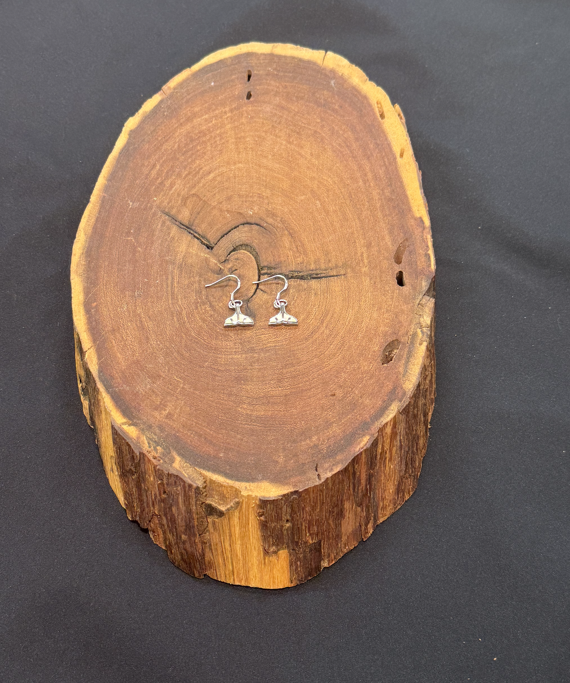 White Opal Whale Tail Earrings - Small