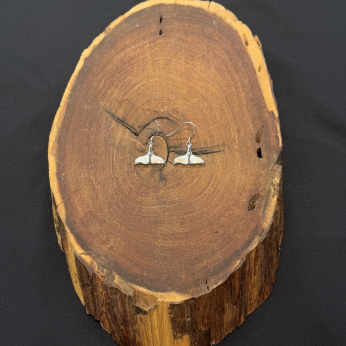 White Opal Whale Tail Earrings - Large