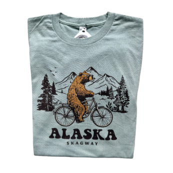 Biking Bear Skagway Alaska Tee