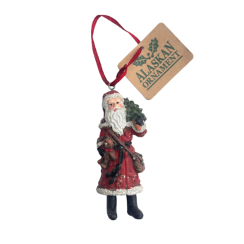 Alaska Santa Holding Tree Christmas Ornament
